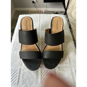 Seven Dials Black Snake Print‎ Wedge Heel Sandals Platform Size 9